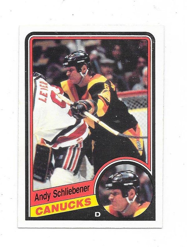 1984-85 OPC NHL Ice Hockey Card #329 Andy Schliebener , Vancouver Canucks RC