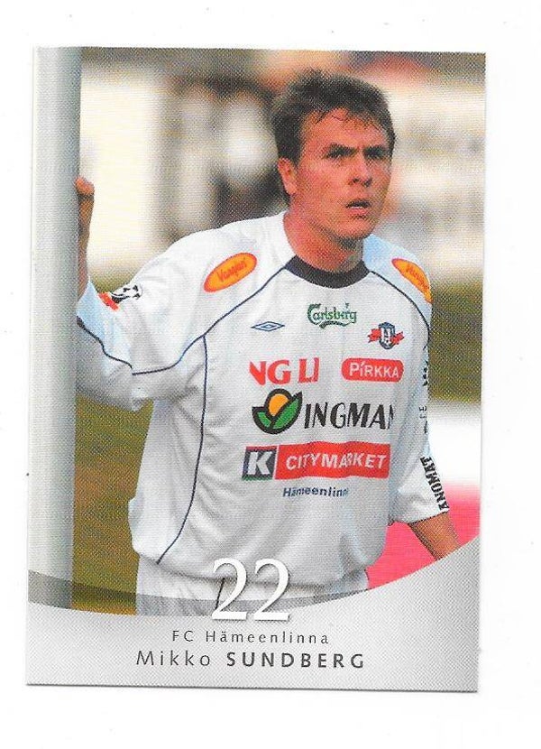 2004 Finnish Cardset Football Card #52 Mikko Sundberg , FC Hämeenlinna