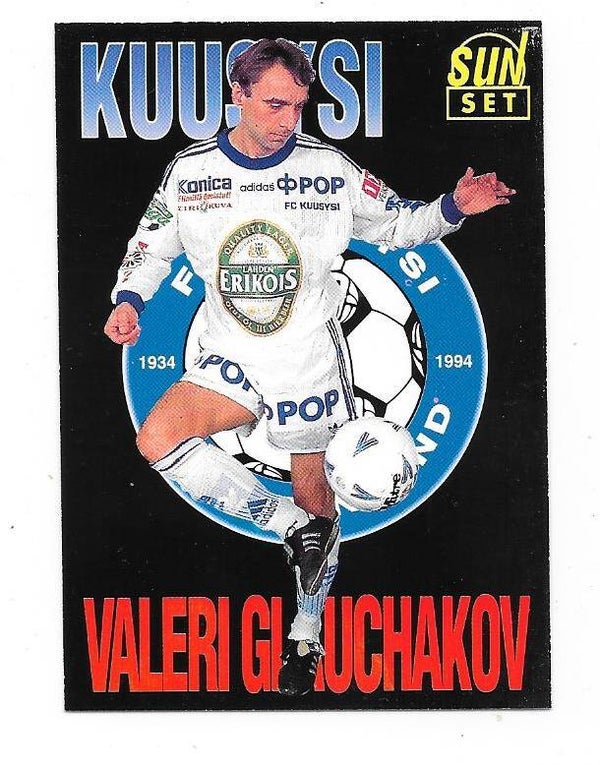 1994 Finnish Sunset Football card #17 Valeri Glushakov , FC Kuusysi Lahti , FC Spartak Moscow