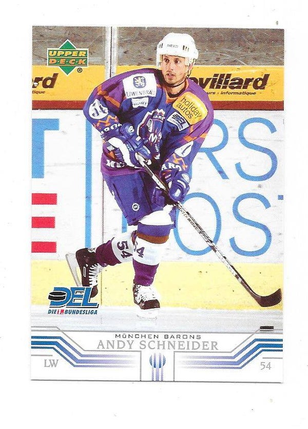 2001-02 German DEL Upper Deck #192 Andy Schneider , München Barons , Swift Current Broncos ,