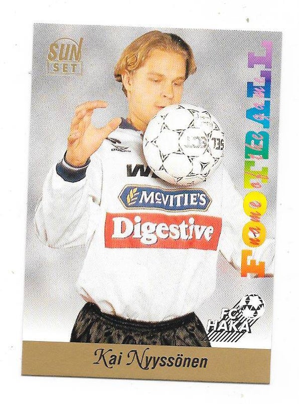 1994 Finnish Sunset Football card #53 Kai Nyyssönen , FC Haka , RWD Molenbeek