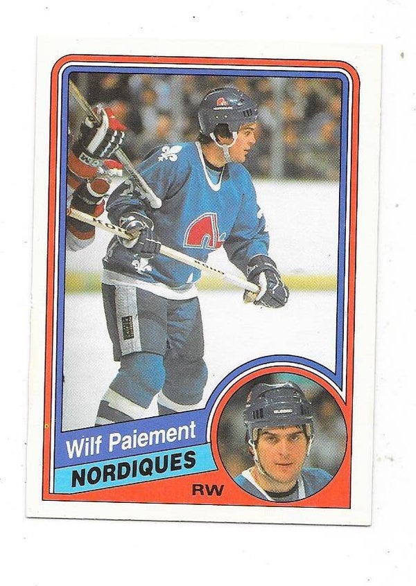 1984-85 OPC NHL Ice Hockey Card #285 Wilf Paiement , Quebec Nordiques