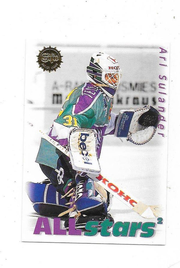 1995-96 Finnish SISU Ice Hockey Card #167 Ari Sulander , Jokerit & Zurich Lions