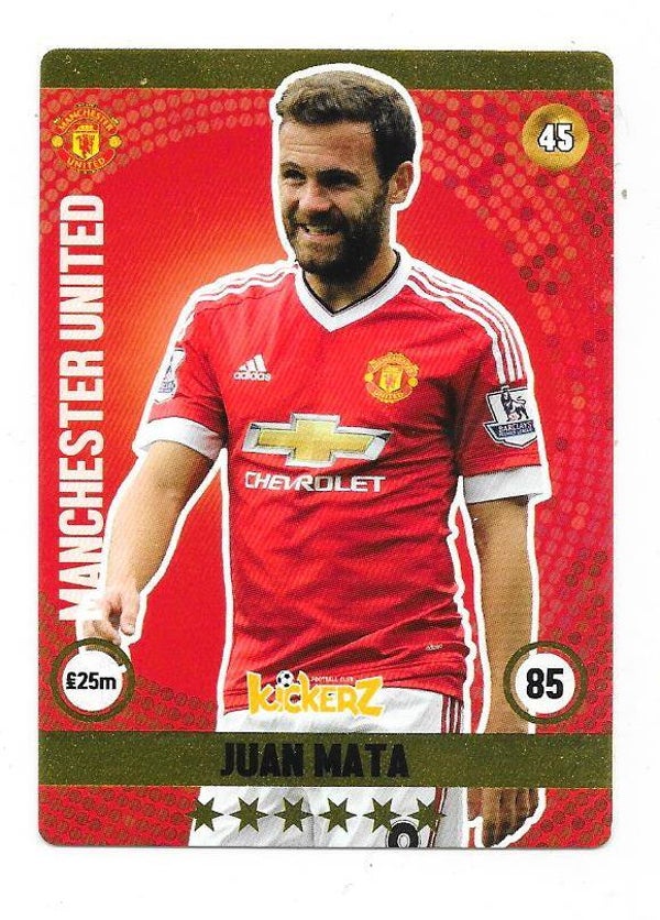 2015-16 Swedish Kickerz Goldstar # Juan Mata  Manchester United , Valencia