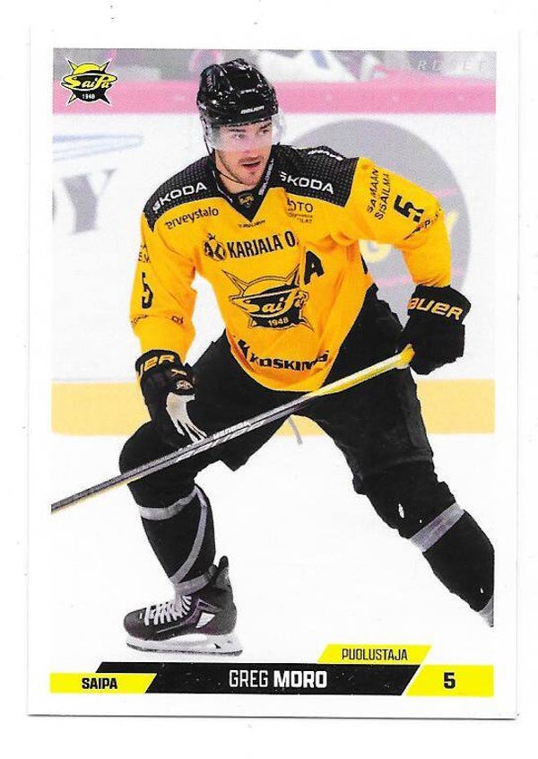 2023-24 Finnish Cardset #123 Greg Moro  Saipa , Black Wings Linz