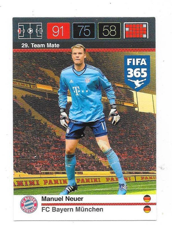Panini Topps Match Attax FIFA 365 # Manuel Neuer  Bayern Munich