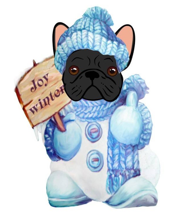 French Bulldog Black Snowman