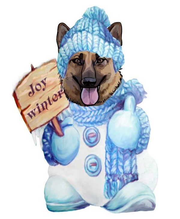 German Shepherd Snowman