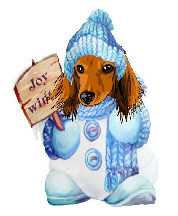 Doxie Tan Long Hair Snowman