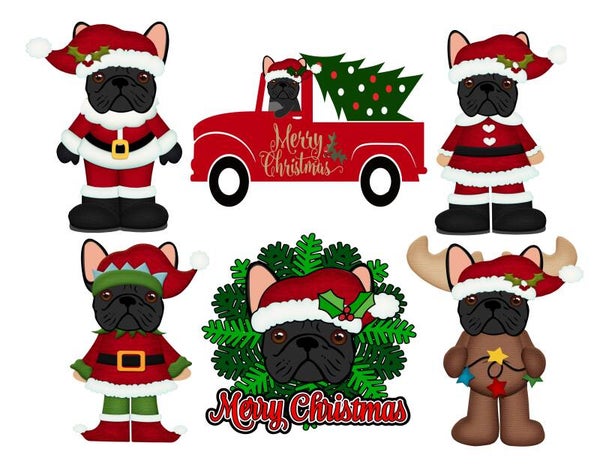 French Bulldog Black Christmas - {Set of 6}