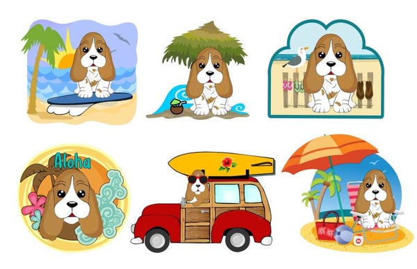 Basset Hound Summer {Set of 6}