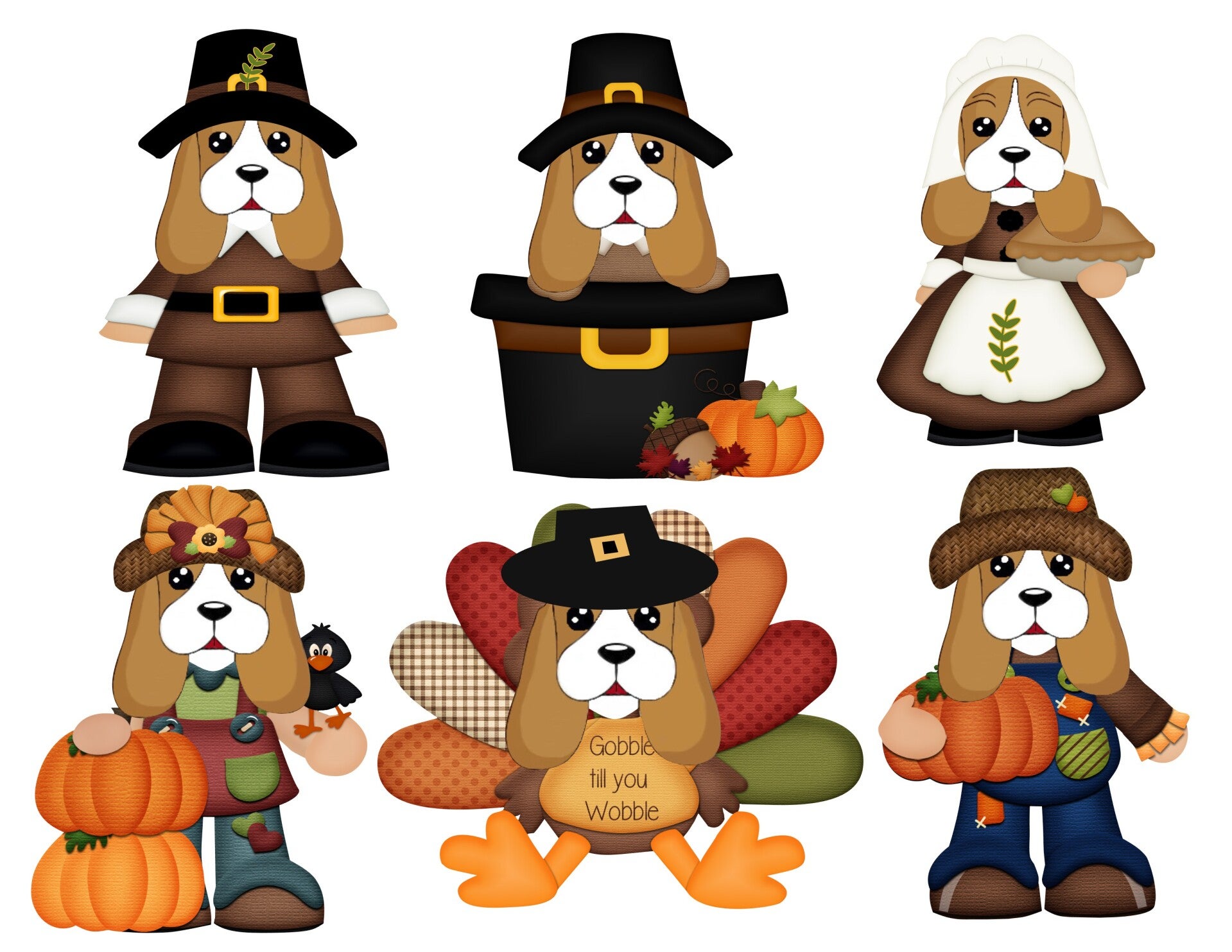 Basset Hound Thanksgiving {Set of 6}