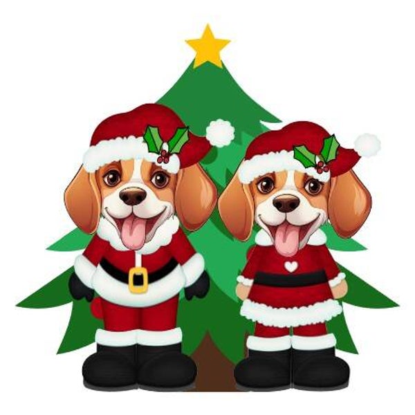 Beagle Christmas Couple