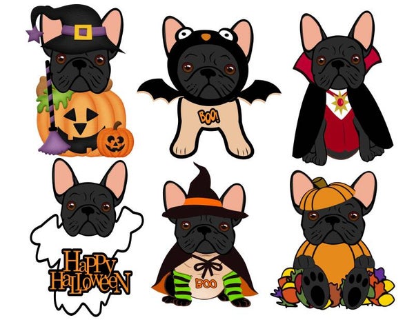French Bulldog Black Halloween - {Set of 6}