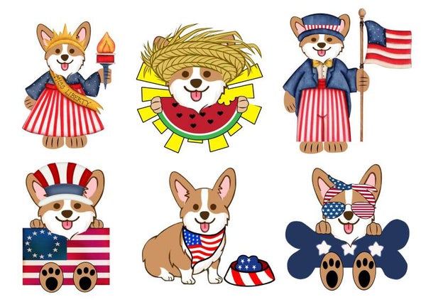 Corgi 4th of July - {Set of 6}