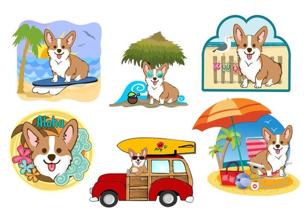 Corgi Summer - {Set of 6}