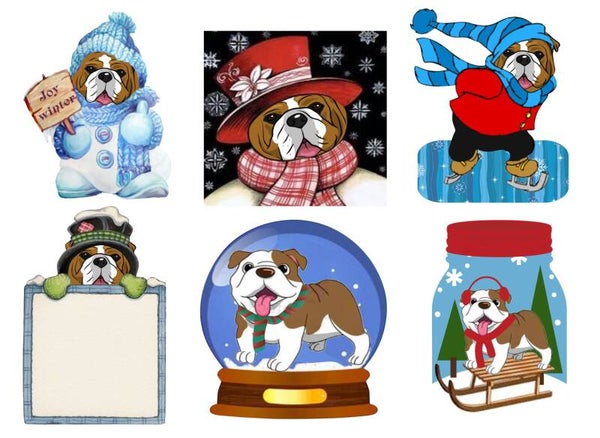 Bulldog Winter - {Set of 6}