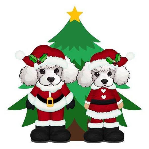 Poodle Christmas Couple