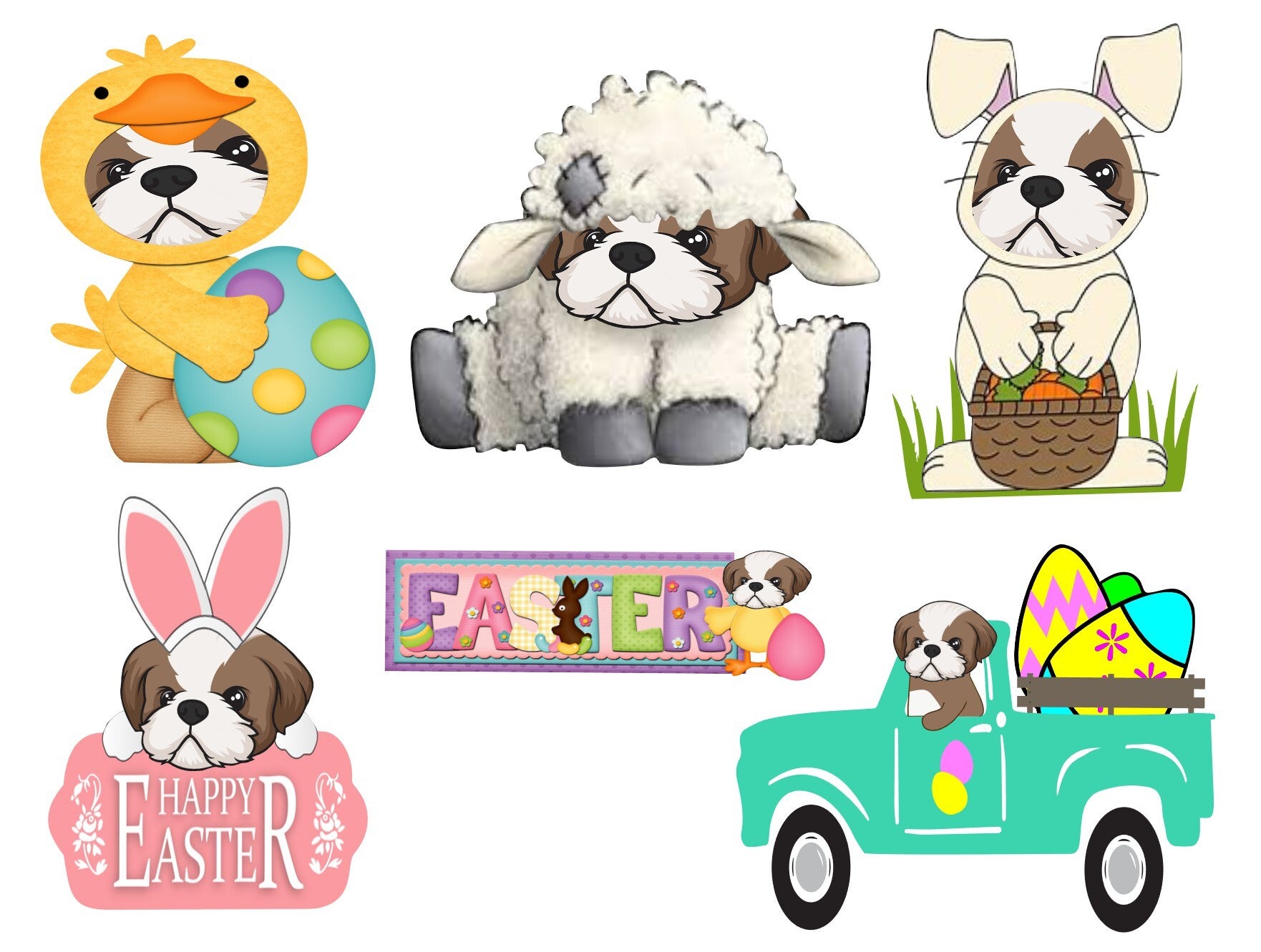Shih Tzu Easter - {Set of 6}