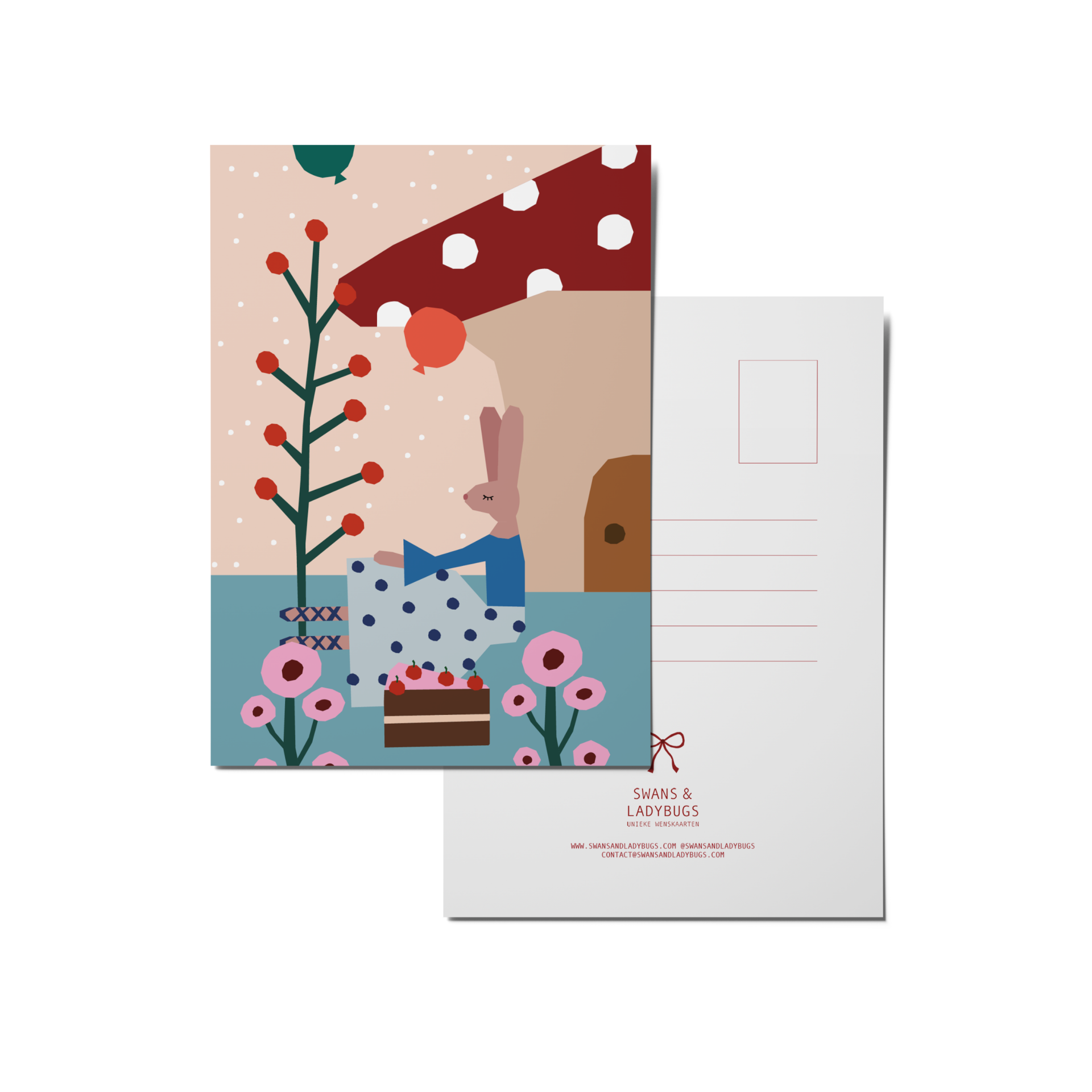 ANSICHTKAART DROMENDE HAAS BLAUW