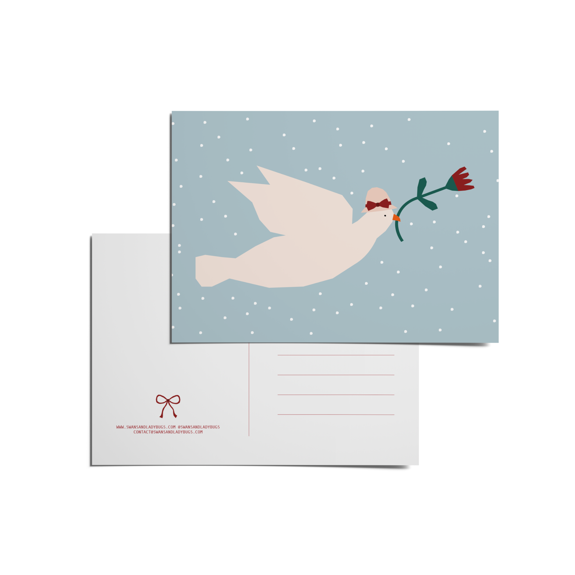 ANSICHTKAART VOGELTJE MET BLOEM