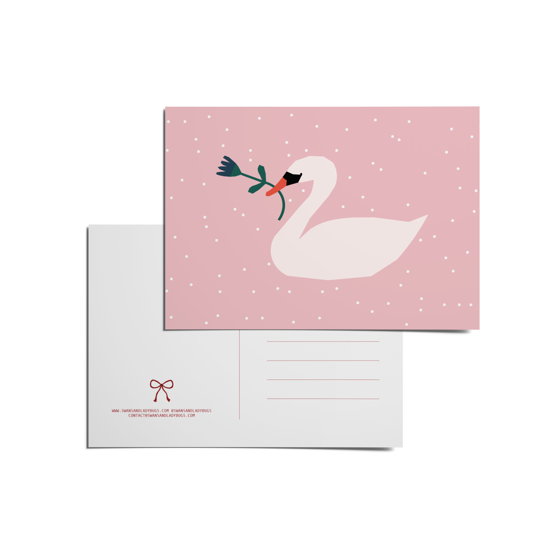 ANSICHTKAART ZWAANTJE MET BLOEM