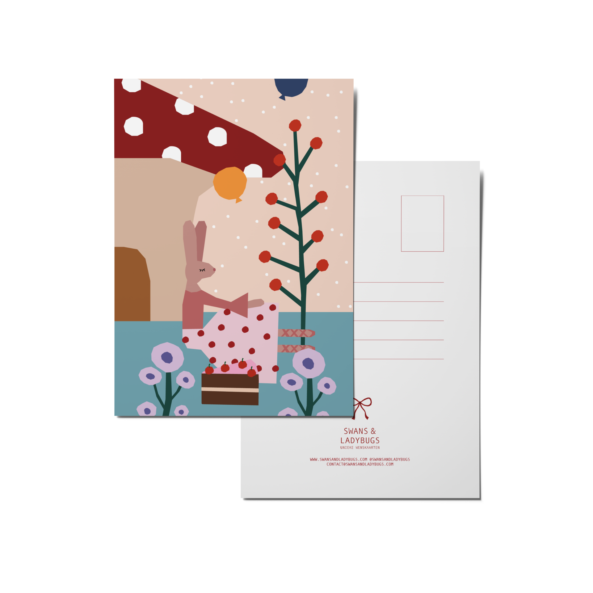 ANSICHTKAART DROMENDE HAAS ROZE