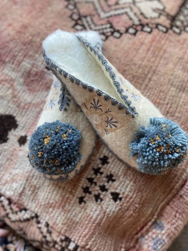 Wollen Pantoffel grijs