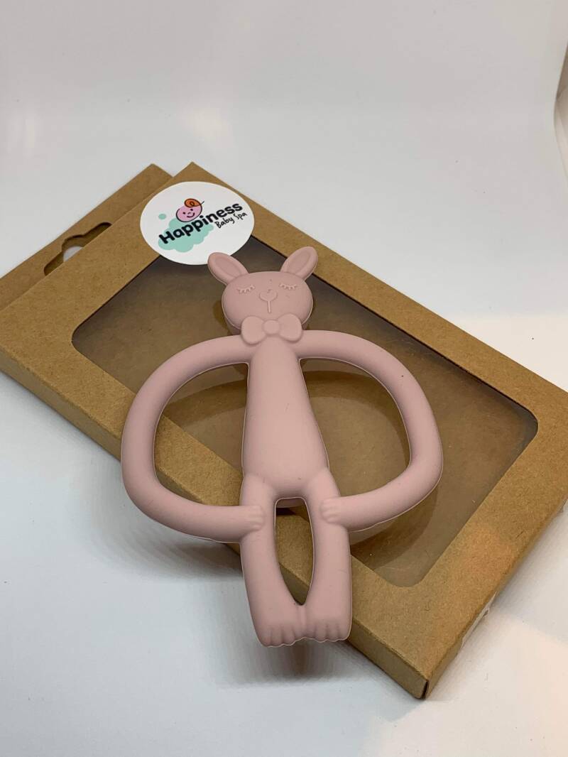 Silicone bijtring 2 in 1 - Konijn licht roze