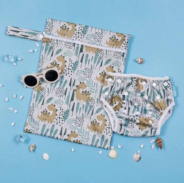 Wasbare zwemluier met waterdichte opbergzak Dino