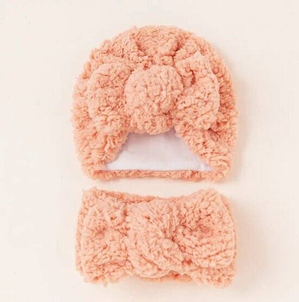 Teddy Muts en Sjaal - Baby Set - zalm roze