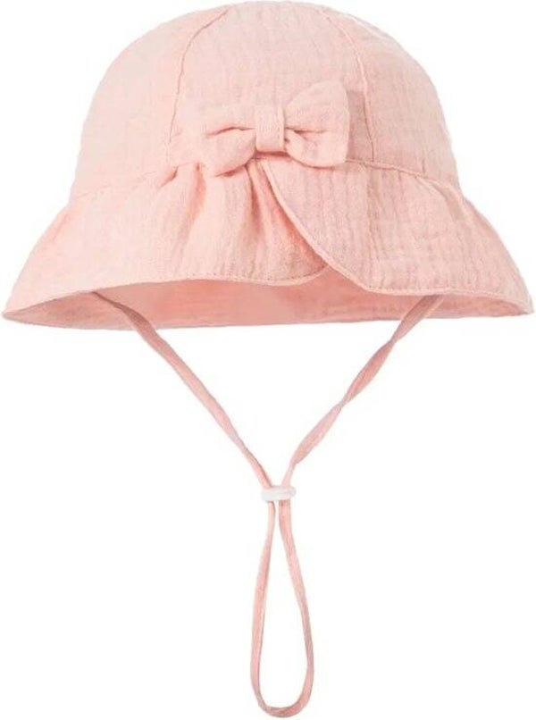 Zonnehoed roze met strik