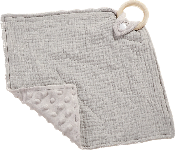 Speendoek met ring/drukknop grijs