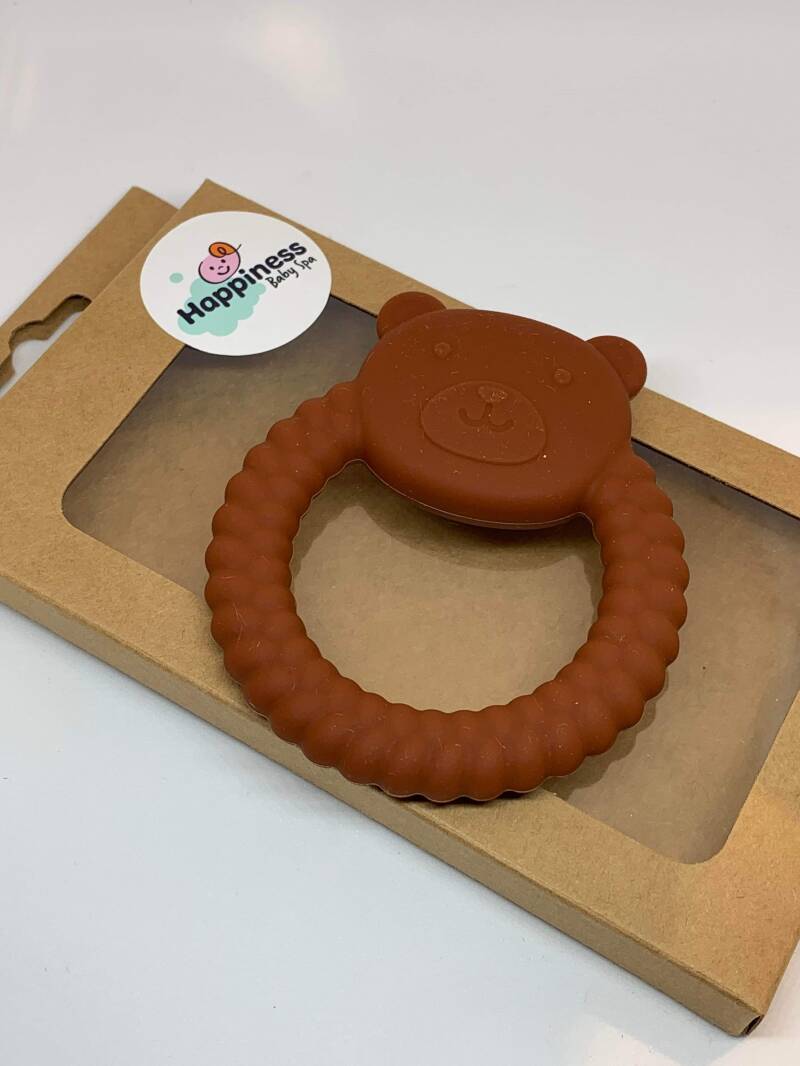 Silicone bijtring 2 in 1 - Beer cognac