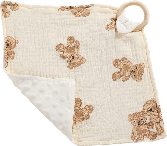 Speendoek met ring/drukknop beer