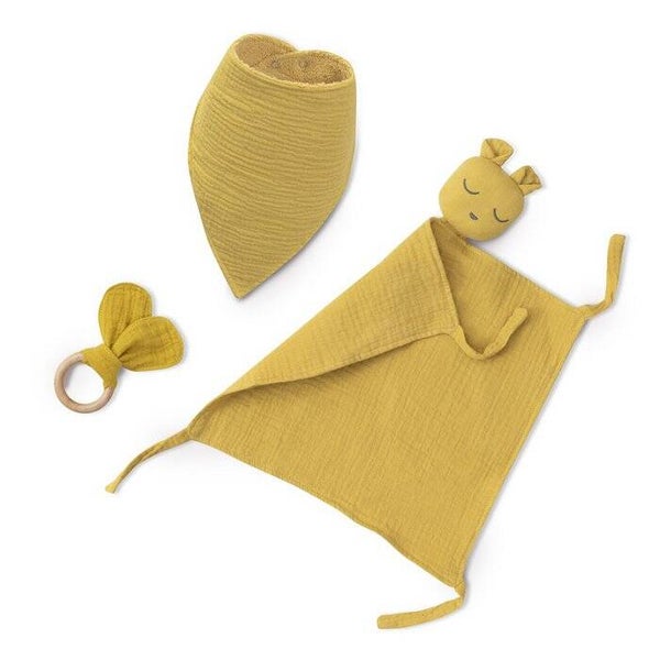 Knuffeldoek cadeau set oker