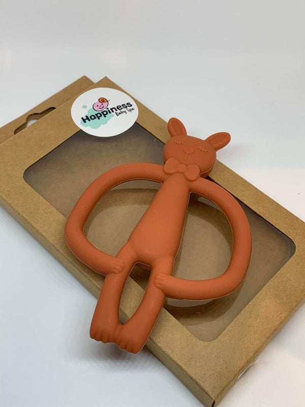 Silicone bijtring 2 in 1 - Konijn cognac