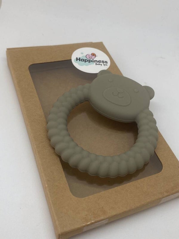 Silicone bijtring 2 in 1 - Beer groen