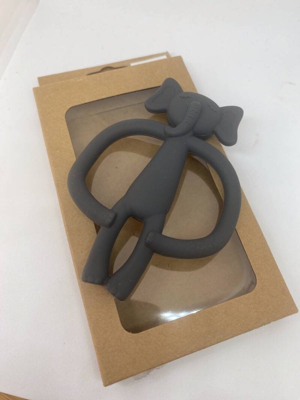 Silicone bijtring 2 in 1 - Olifant donker grijs