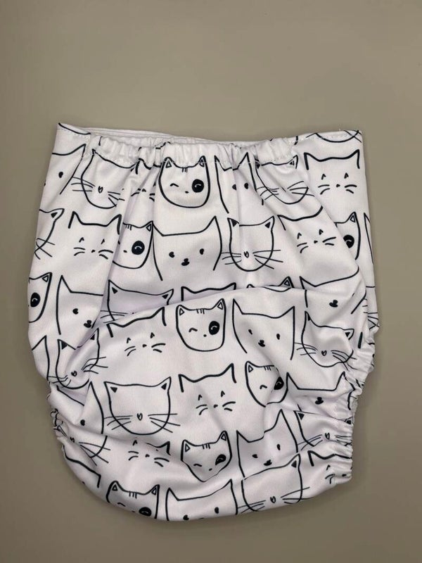 wasbare zwemluier 0 - 4 jaar Poezen wit