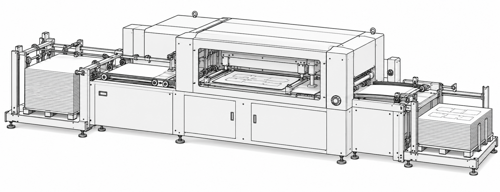 Generic flatbed die-cutter engineering illustration