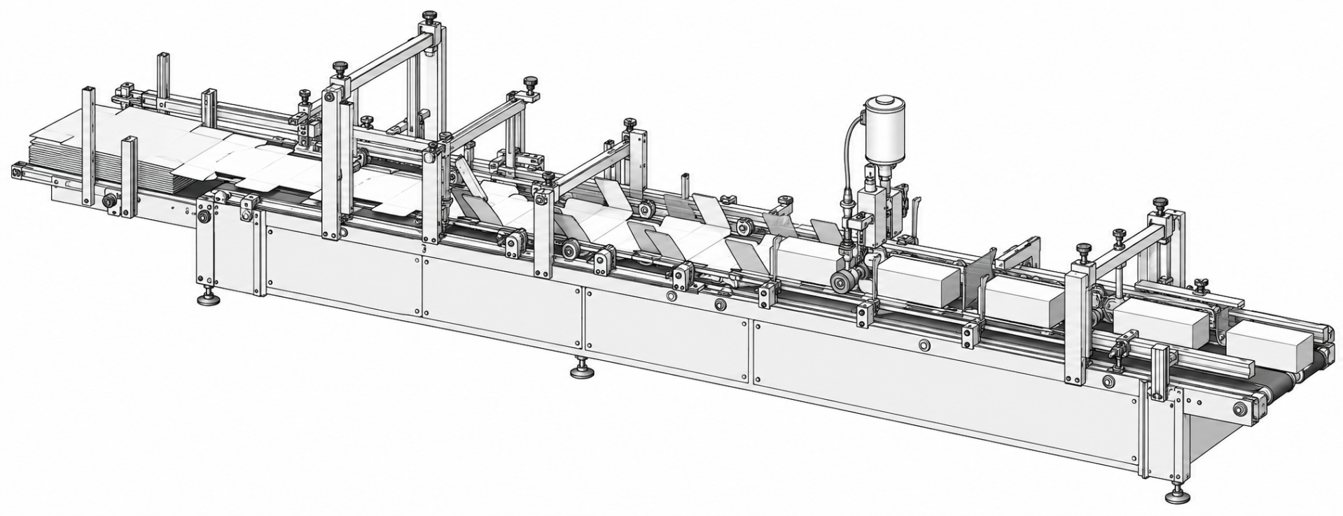 Generic folder-gluer engineering illustration
