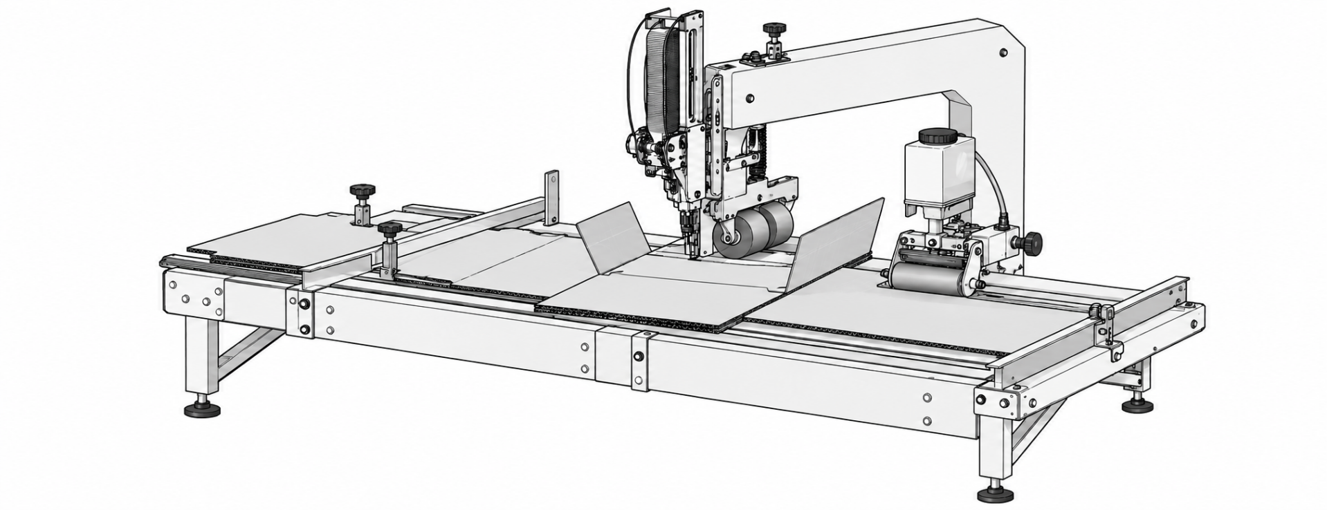 Generic gluer-stitcher engineering illustration