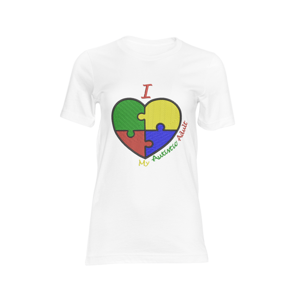 “I ❤️ My Autistic Adult” Puzzle Heart Embroidery Design