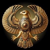 **Goldener Falken-Button – Reisebericht**   Majestätischer Button in Form eines goldschimmernden Falken mit ausgebreiteten Flügeln – Symbol für Weitblick, Schutz und königliche Reise. Führt zur Unterseite mit dem Reisebericht, in dem die Spuren des alten 