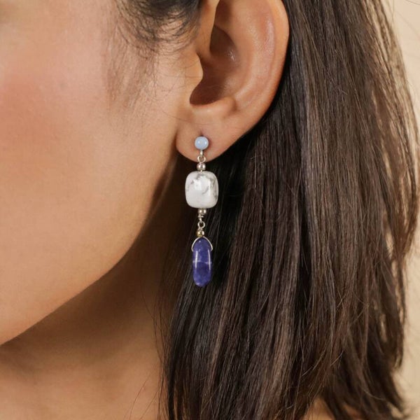 Boucles d'oreilles poussoir mini top bleu