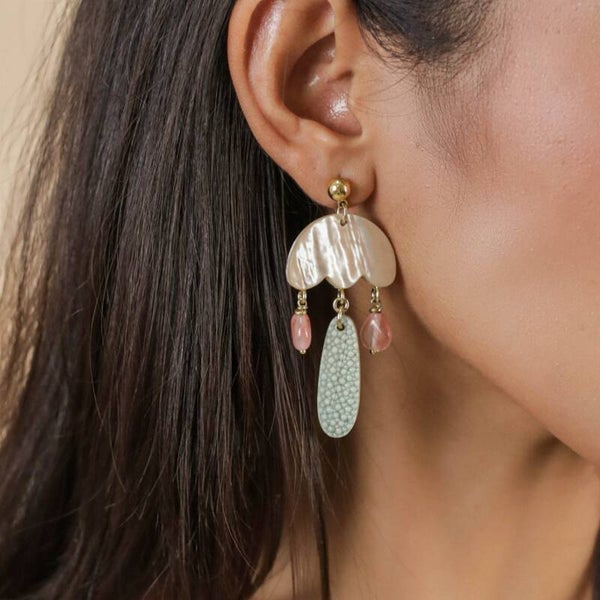 Boucles d'oreilles poussoir 3 pampilles