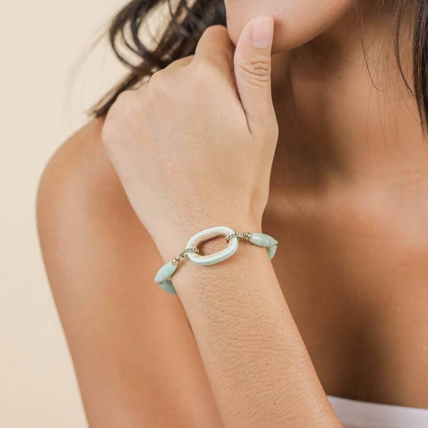 Bracelet semi extensible amazonite ovales