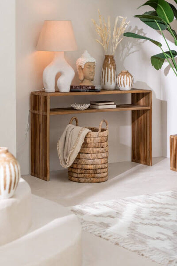 Set De 2 Consoles Avec Etagères Teck Recyclé Naturel