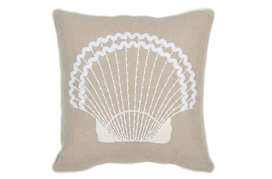 Coussin Coquillage Coton Beige/Blanc